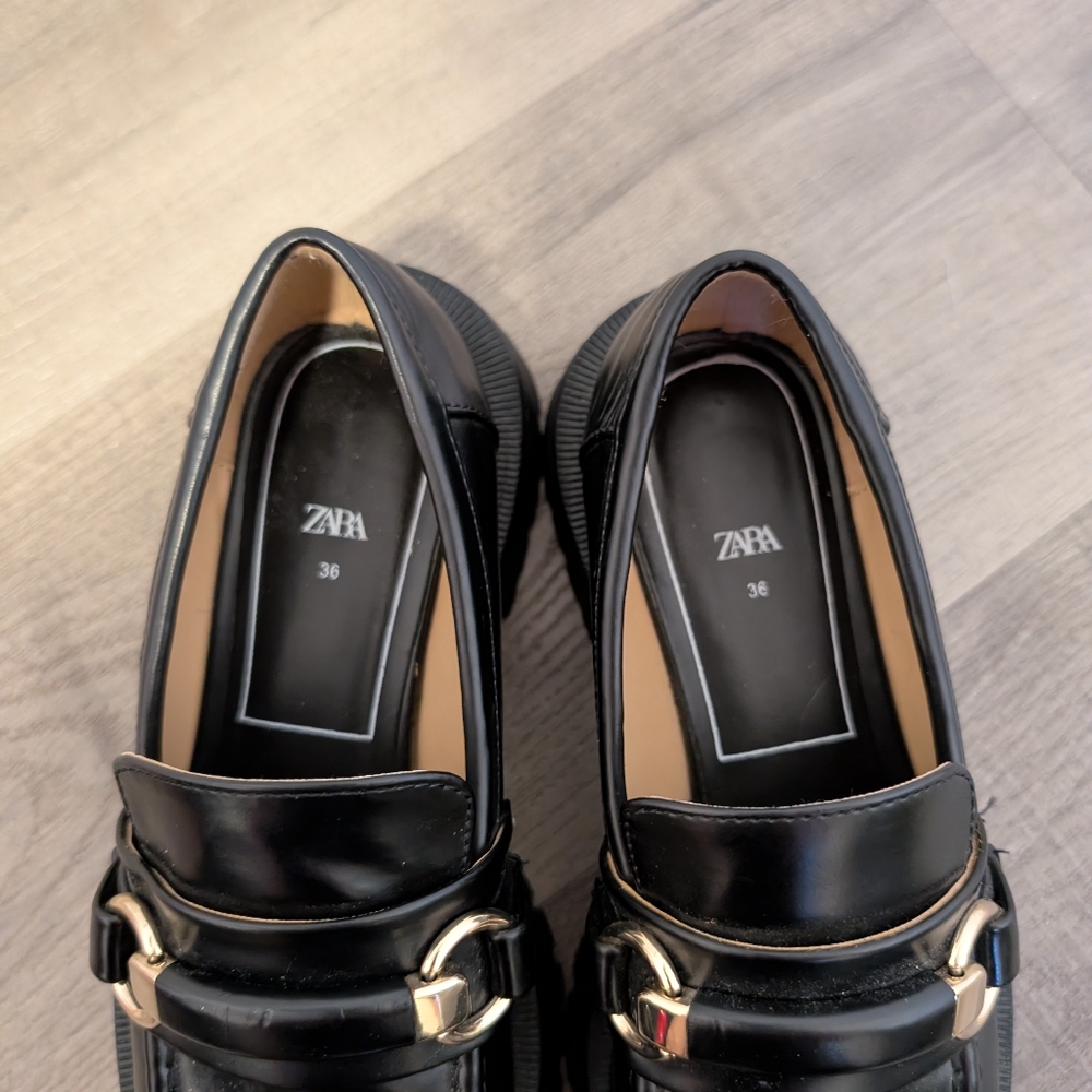 Zara/Black Loafers Sz 36 - Picture 2 of 4